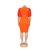 Plus Size Solid Color Midi Dress M-XL