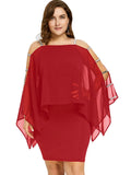 Solid Color Plus Size Chiffon Midi Dress S-5XL