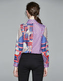 Printed Shirt Long Sleeve Lapel Slim Top