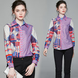 Printed Shirt Long Sleeve Lapel Slim Top