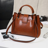 Retro Style Oil Wax Leather Shoulder Bag Handbag