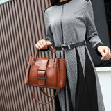 Retro Style Oil Wax Leather Shoulder Bag Handbag