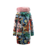 Goddess Graffiti Fur Collar Cotton-padded Coat-6color