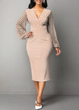 Plus Size V Neck Hollow Midi Dress S-5XL