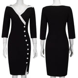 Plus Size V Neck Office Lady Midi Dress