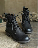 Middle tube layer leather Martin boots_black