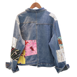 Abstract Doodle Sequined Denim Jacket