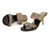 Gretel Rhinestone Sandals-Black