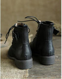 Middle tube layer leather Martin boots_black