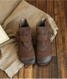 Literary retro soft bottom Martin boots_coffee