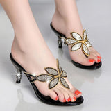 Grace Rhinestone Sandals-Black