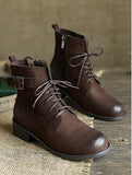 Middle tube layer leather Martin boots_brown