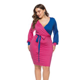 Sexy Color Stitching Plus Size Midi Dress