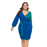 Sexy Color Stitching Plus Size Midi Dress