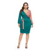 Sexy Color Stitching Plus Size Midi Dress