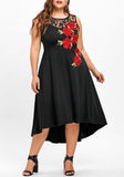 Sleeveless Embroidered High Low Midi Dress S-5XL