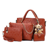 Fashion Embossed Bear And Mother Bag (Four-Piece Set)