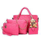 Fashion Embossed Bear And Mother Bag (Four-Piece Set)