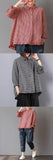 Women Spring Plaid Turn-down Collar Loose Shirt