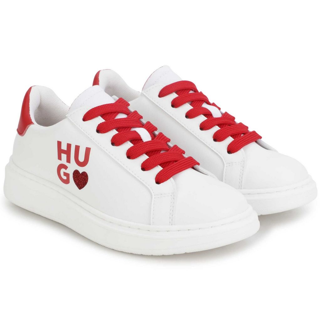 Forkorte sanger Våbenstilstand Hugo Boss White and Red Heart Lace Sneaker 19002 – Laced Shoe Inc