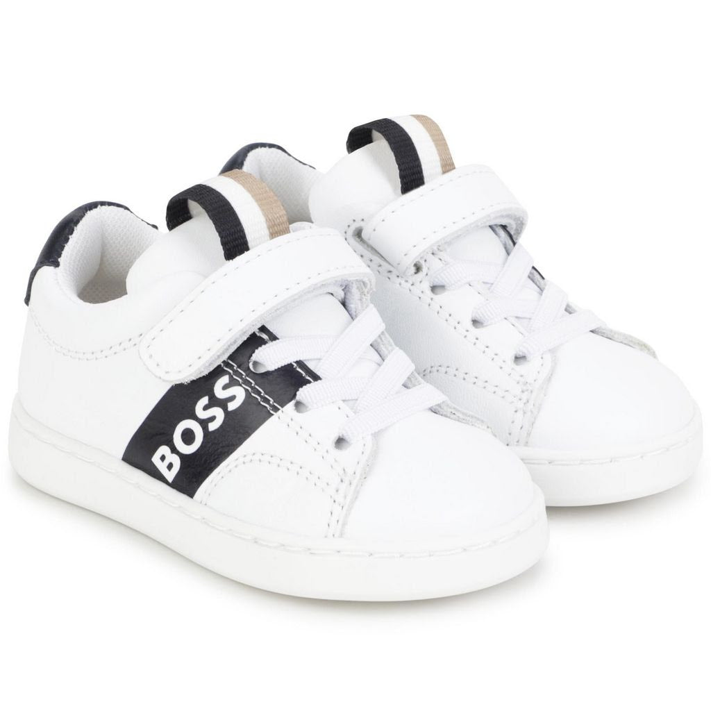 Normalisatie bevel Kom langs om het te weten Hugo Boss White Velcro Sneaker J09196 – Laced Shoe Inc