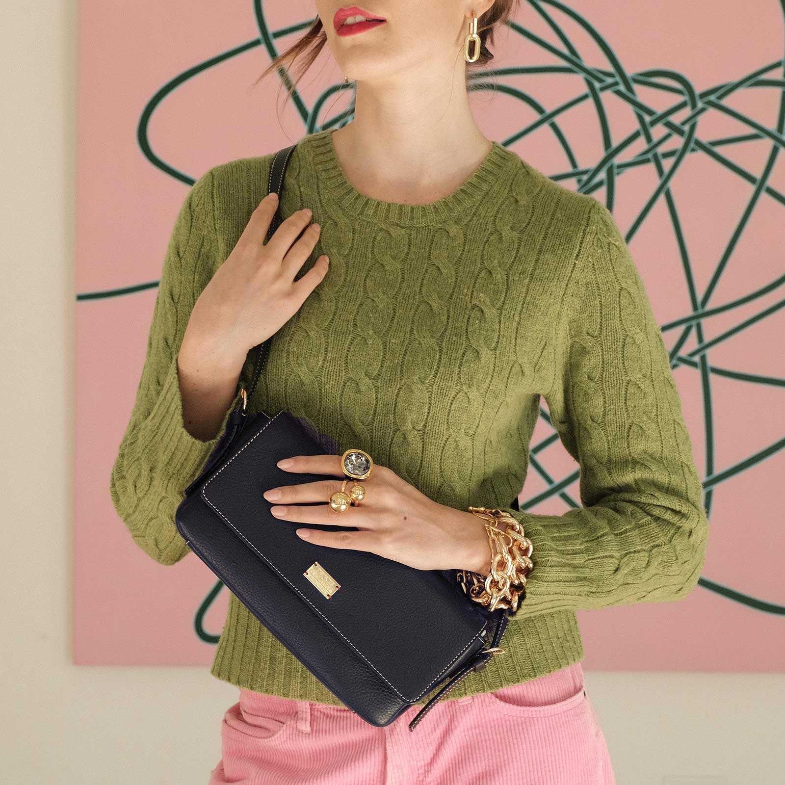 Ellie Crossbody Tumbled Leather Navy