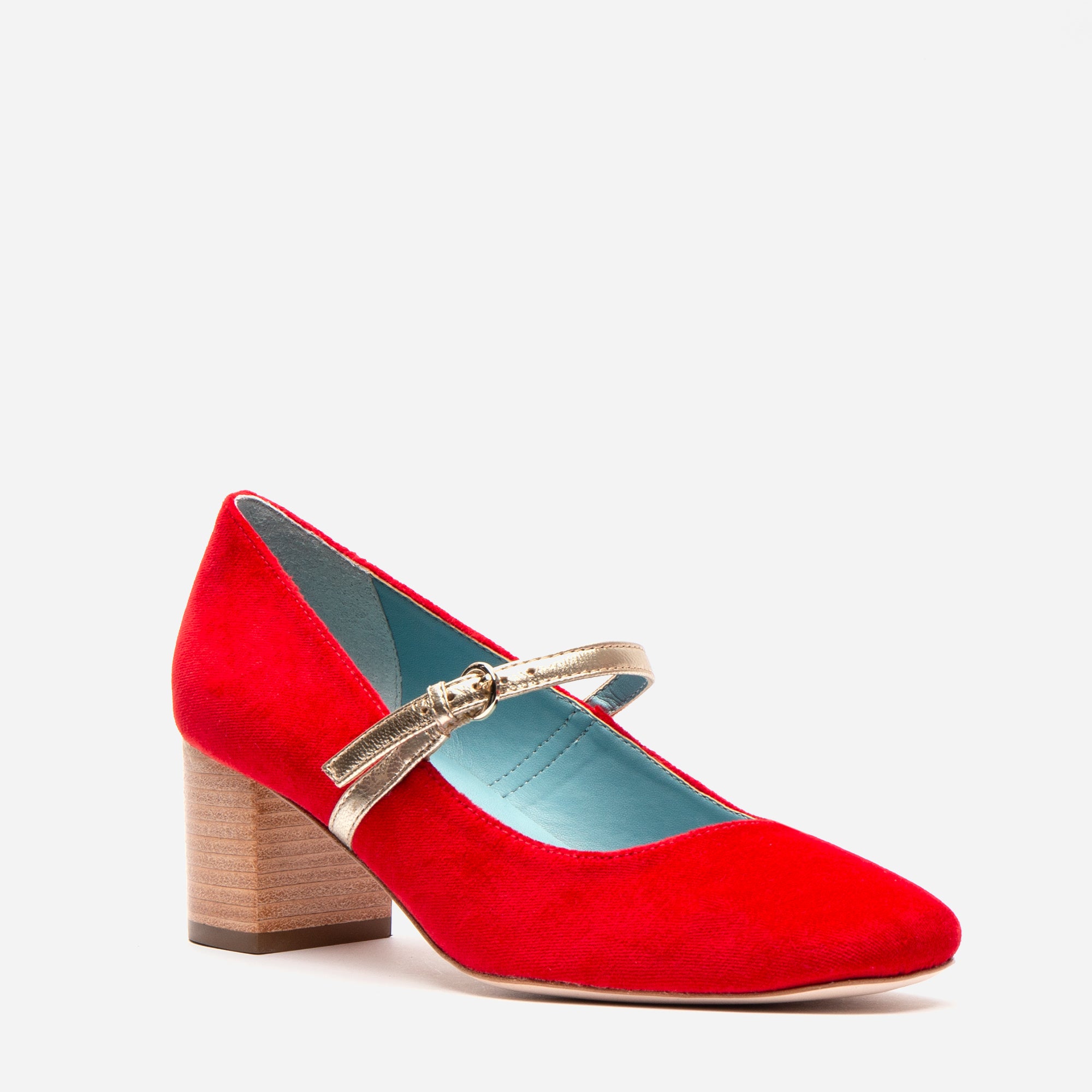 Kat Mary Jane Heels Velvet Red