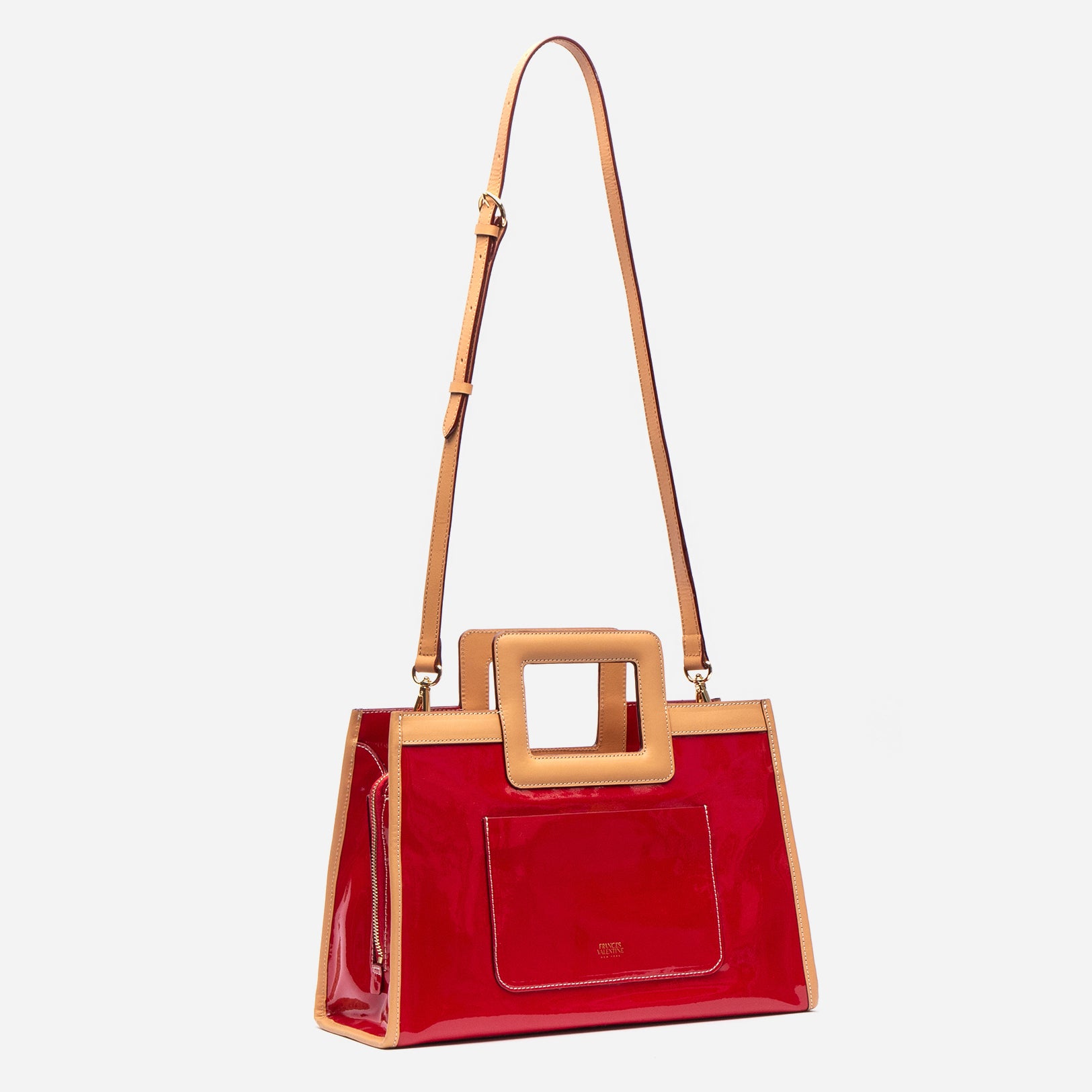 Large Shopper Tote Patent Red