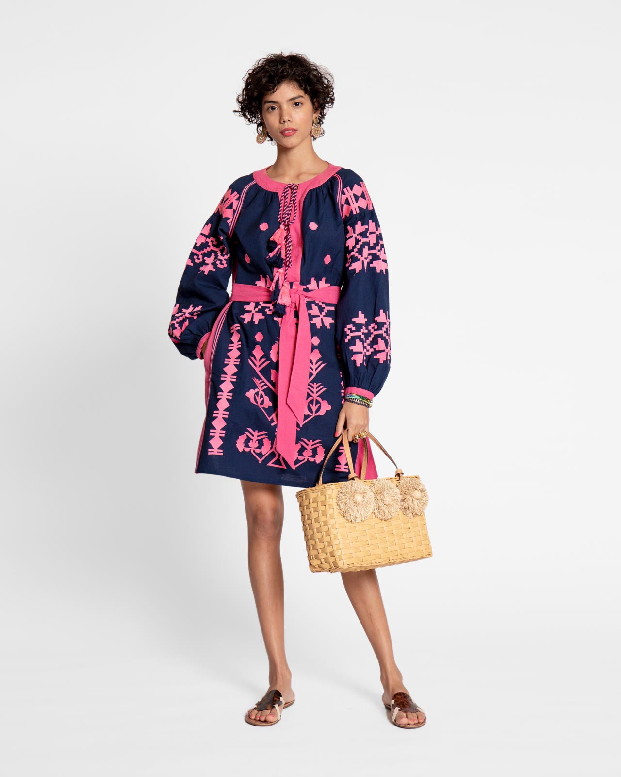 Stephanie Tunic Dress Navy Pink