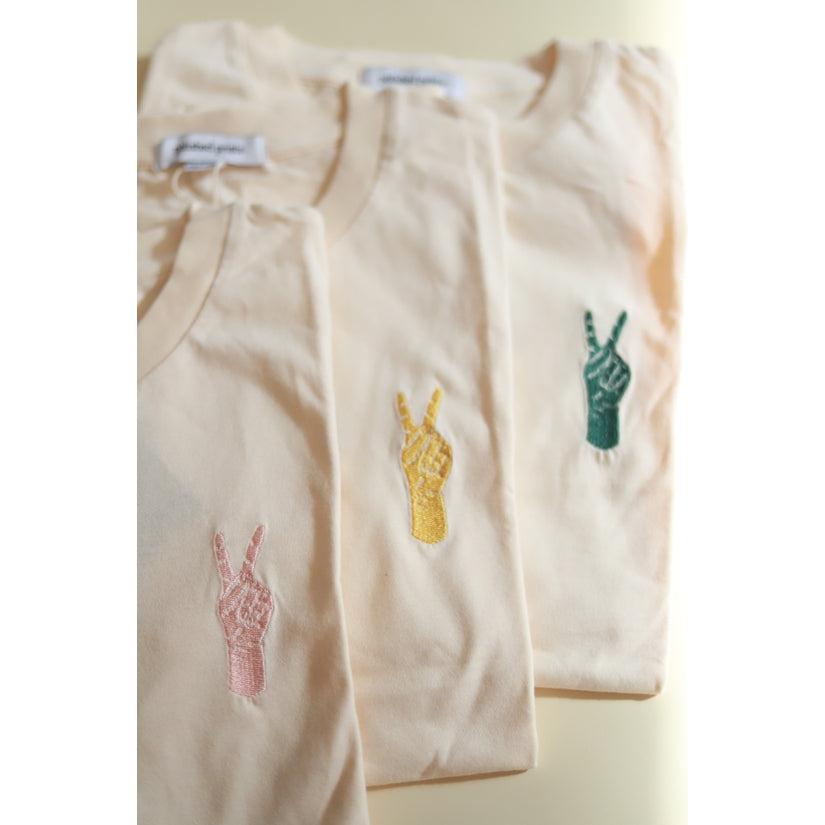 Peace Hand Embroidered T-Shirt - Rose Dust-Polished Prints-Crying Out Loud
