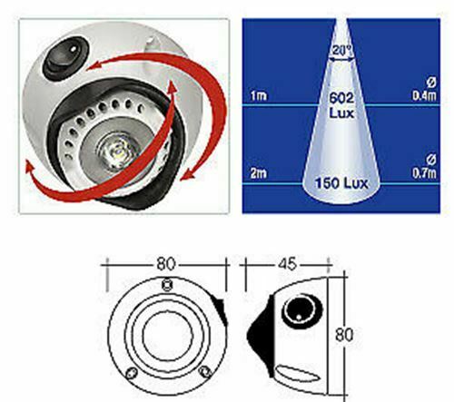 NARVA 87654S 10 WATT INTERIOR LAMP DOWN LIGHT SWIVEL 12V VOLT SATIN CARAVAN