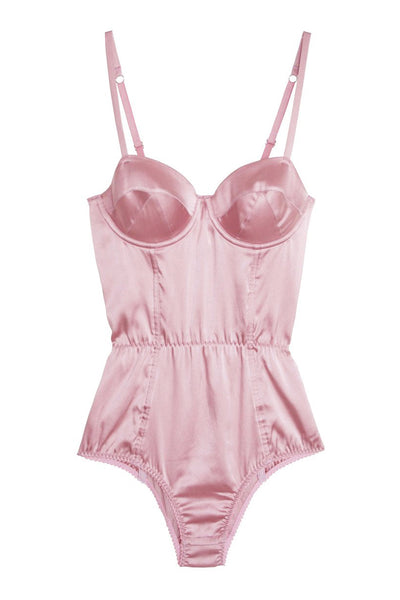 pink satin bodysuit