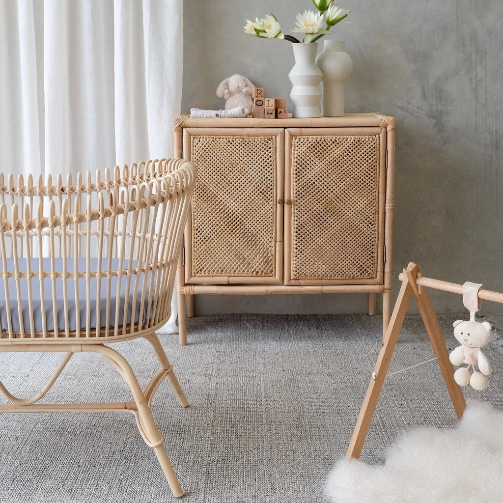 rattan baby cot