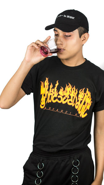 Arigatou gozaimasu FLAMES BLACK T-SHIRT disenia