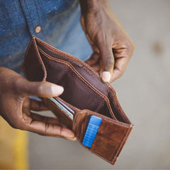 trifold leather wallet