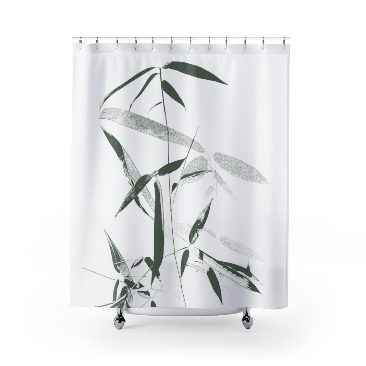 green and white shower curtain