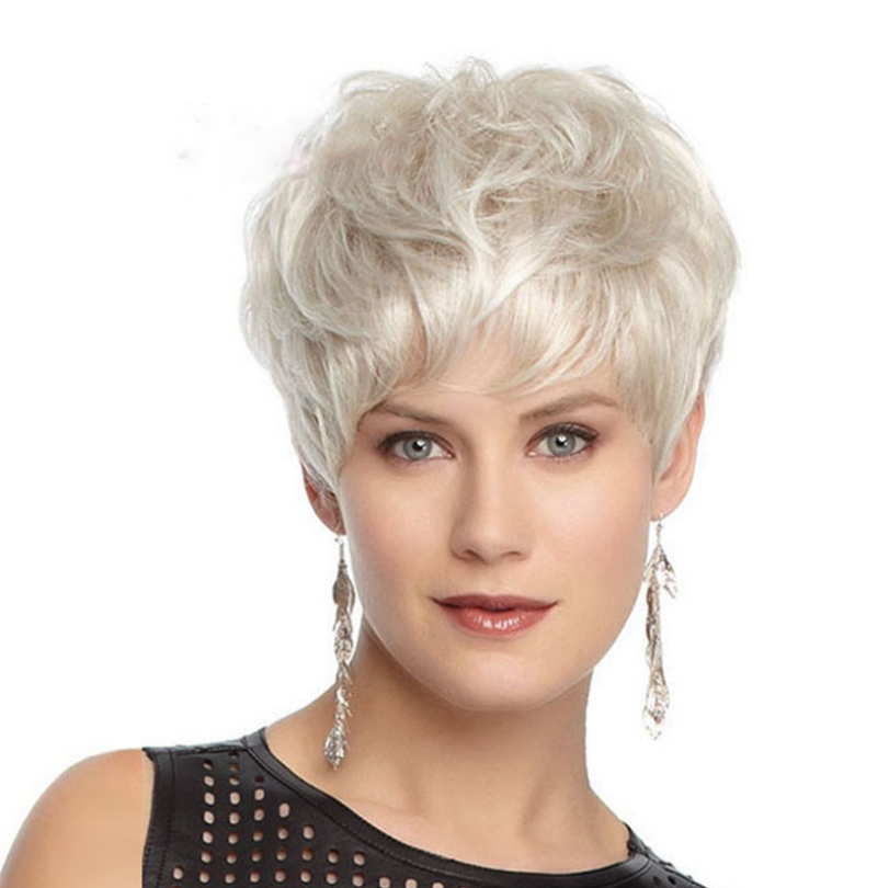 short light blonde wig