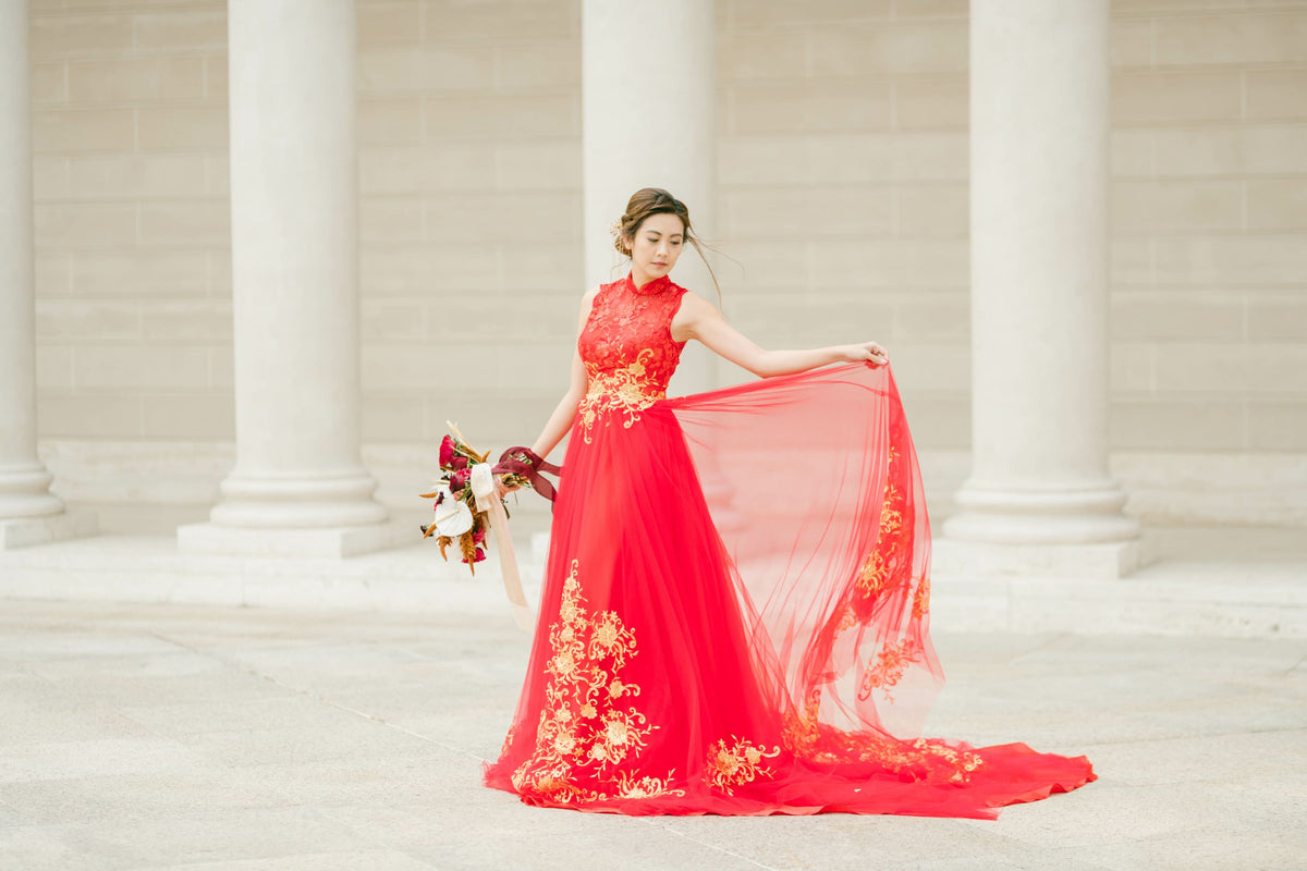 cheongsam inspired wedding dress