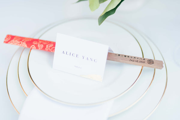 Modern Chinese Wedding Banquet Decorations, Custom Chopsticks Engraved with Guests' Names