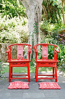 Chinese Wedding Decorations, Red Chairs for Tea Ceremony