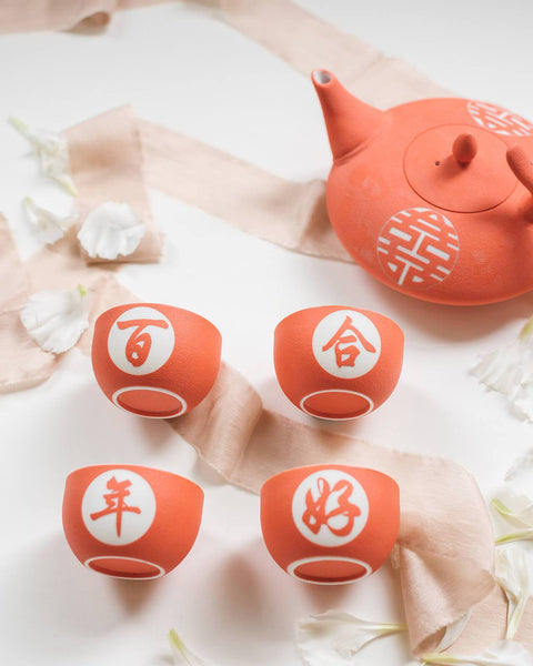 5 Must-Have Chinese Wedding Symbols For Your Wedding, Chinese Tea Ceremony Double Happiness Cups, By East Meets Dress