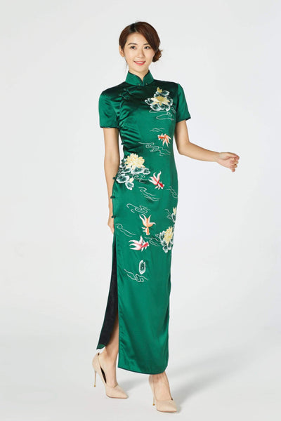 Green cheongsam dress