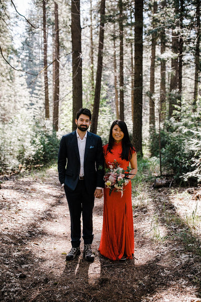 East-Meets-Dress-Modern-Asian-American-Wedding-Yosemite-Engagement-Photoshoot-Red-Cheongsam