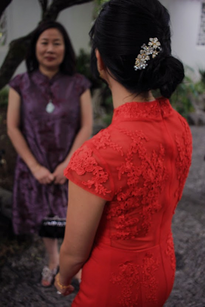 East Meets Dress Taiwanese American Outdoors Wedding Modern Cheongsam