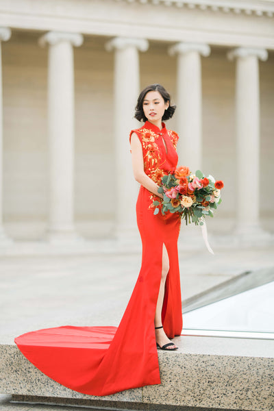 Modern Cheongsam Qipao Dress For Your Chinese Wedding Inspiration, Red Maxine Mermaid Dress