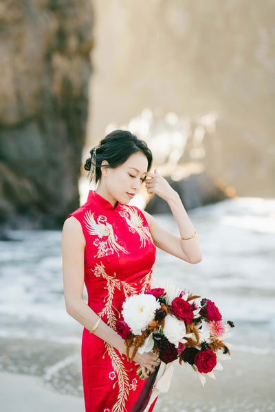 Modern Cheongsam Qipao Dress For Your Chinese Wedding Inspiration, Red Phoebe Dress