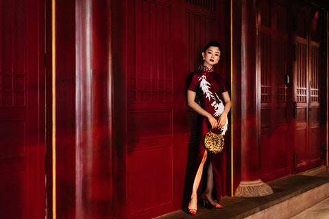 Modern Cheongsam Qipao Dress For Your Chinese Wedding Inspiration, Wine Red Dress