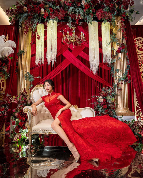 Modern Cheongsam Qipao Dress For Your Chinese Wedding Inspiration, Red Mermaid Dress