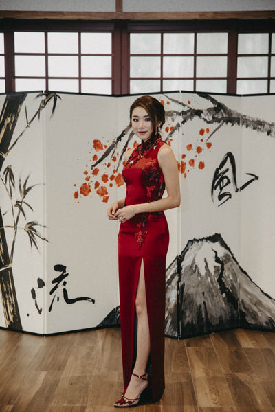 Modern Cheongsam Qipao Dress For Your Chinese Wedding Inspiration, Wine Red Traditional Chinese Wedding Dress