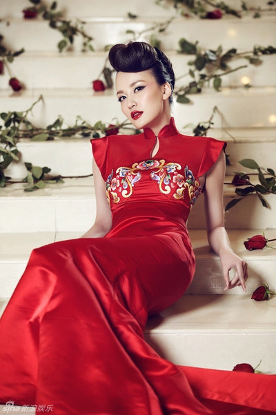 Modern Cheongsam Qipao Dress For Your Chinese Wedding Inspiration, Red Mermaid Dress